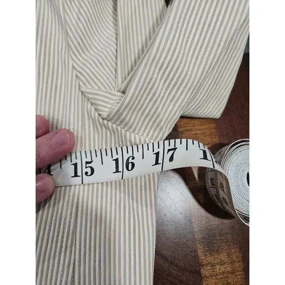 Vintage Theory White Beige Pinstripe Cotton Women's Blazer Size 6 Neutral Jacket - Picture 9 of 11